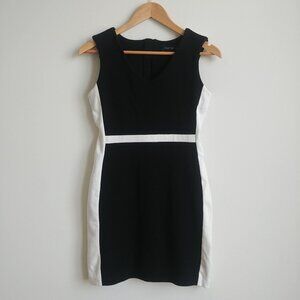 Pink Tartan XS sleeveless thick wool mini dress black white colour block